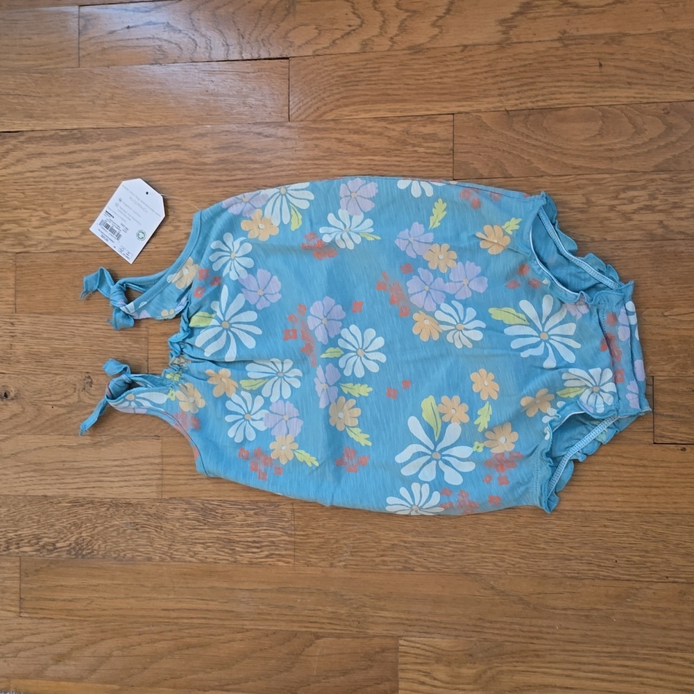 LITTLE CO BY LAUREN CONRAD BABY GIRLS BLUE FLORAL SHOULDER TIE ROMPER SIZE 24M